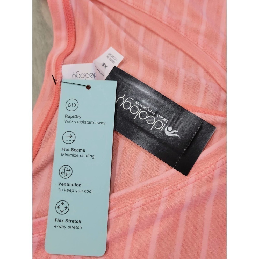 Ideology Women's V Neck Stripe Tee Peachberry XS - Picture 4 of 6